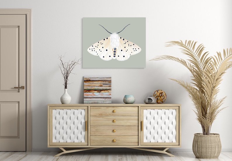 White Ermine Moth, Instant Dowload, Butterfly Print, Insect Printable, Moth Illustration, Moth Wall Art, Fluffy Speckled Moth, 18x24, 8x10 image 2