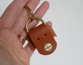 Dora the Dog Keychain in Vegetable Tanned Leather, with Brass Hardware