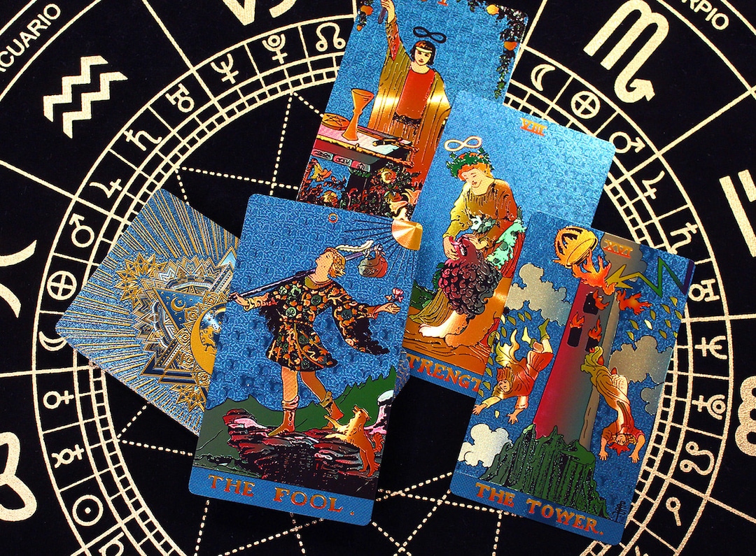 Tarot Deck Embossed Sapphire With Gold Foil Classic Full Deck Etsy
