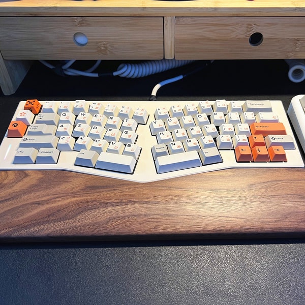 OwLab Spring Mechanical Keyboard Custom Solid Wood Wrist Rest,Walnut Wooden Wrist Pad Palm Protection Support