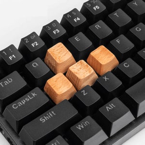 Solid Wood Beech Blank Artisan Keycaps Engraved for Cherry MX Switch Gaming Mechanical Keyboards,OEM Profile,Cherry Profile