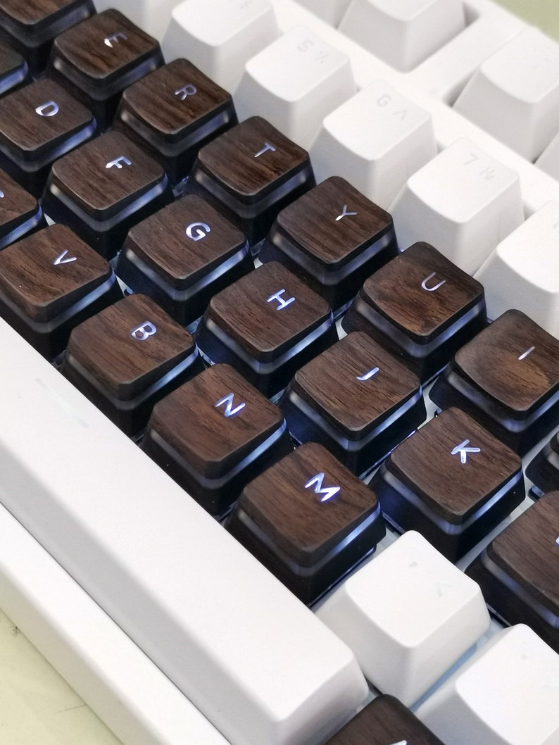 Wooden Pudding Keycaps Translucent Ebony Backlit Artisan Etsy