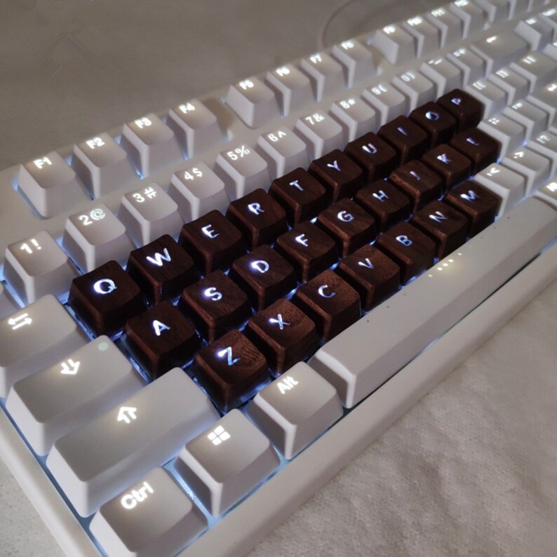 Handmade Engraved Walnut Solid Wood Backlit Keycap Letters Etsy