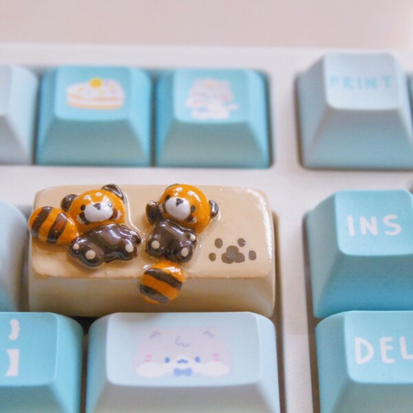 Ceramic Cute Bear Artisan Keycap,Custom Keycaps Enter/Shift/Num Enter/Tab/Caps Lock/Backspace/Alt,Mechanical Gaming Keyboards Keycaps