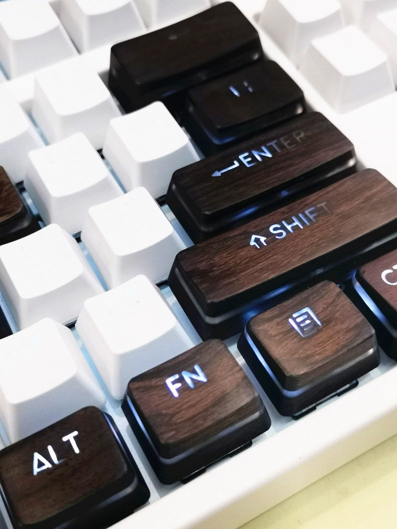 Wooden Pudding Keycaps Translucent Ebony Backlit Artisan Etsy