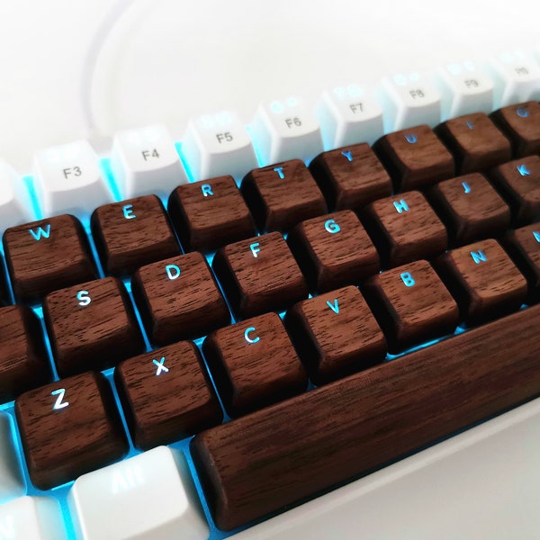 XDA Profile Wooden Keycaps,Walnut Solid Wood & Resin Backlit Artisan Keycaps,Mechanical Gaming Keyboard Keycaps,Personalized Gifts