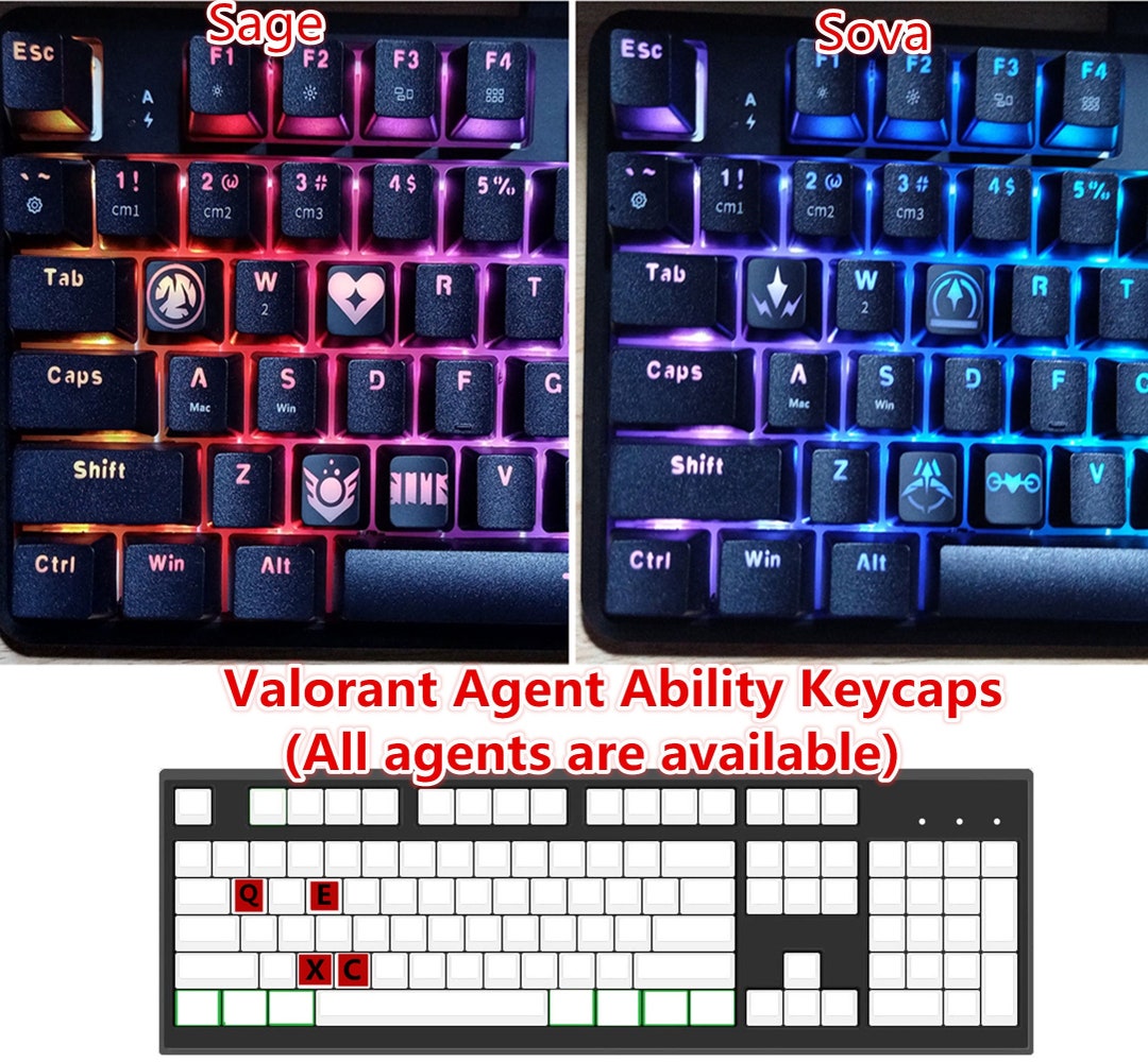 Valorant Agent Ability Keycaps Set Laser Etching Backlit Keycap for