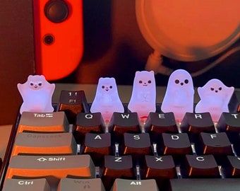 Backlight Halloween Ghost Keycaps,Novelty Artisan Resin Keycap,for Cherry MX Switch Gaming Mechanical Keyboards,Personalized Gifts