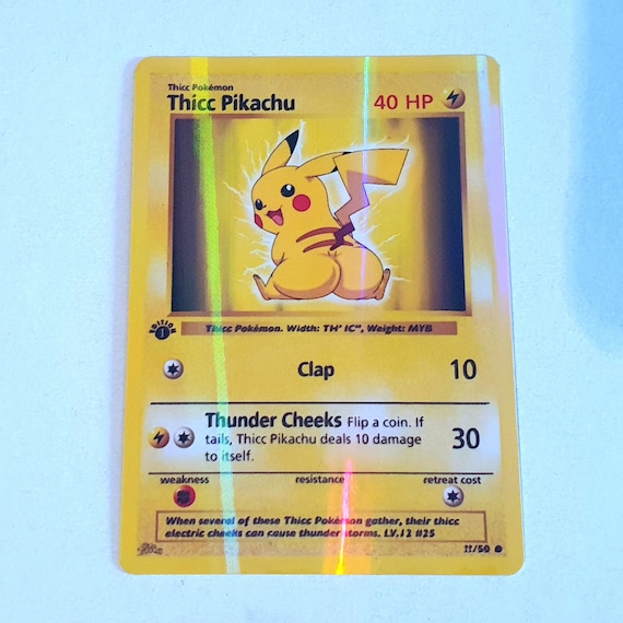 Thicc Pikachu Holographic Custom Made Pokemon Card Etsy