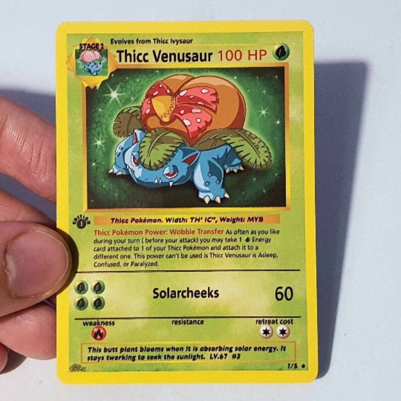 Thicc Venusaur Holographic Custom Made Pokemon Card Etsy