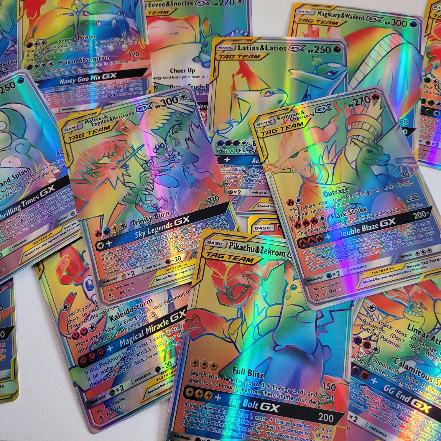 5 Rainbow Tag Team Cards Bundle Custom Made Pokemon Cards - Etsy