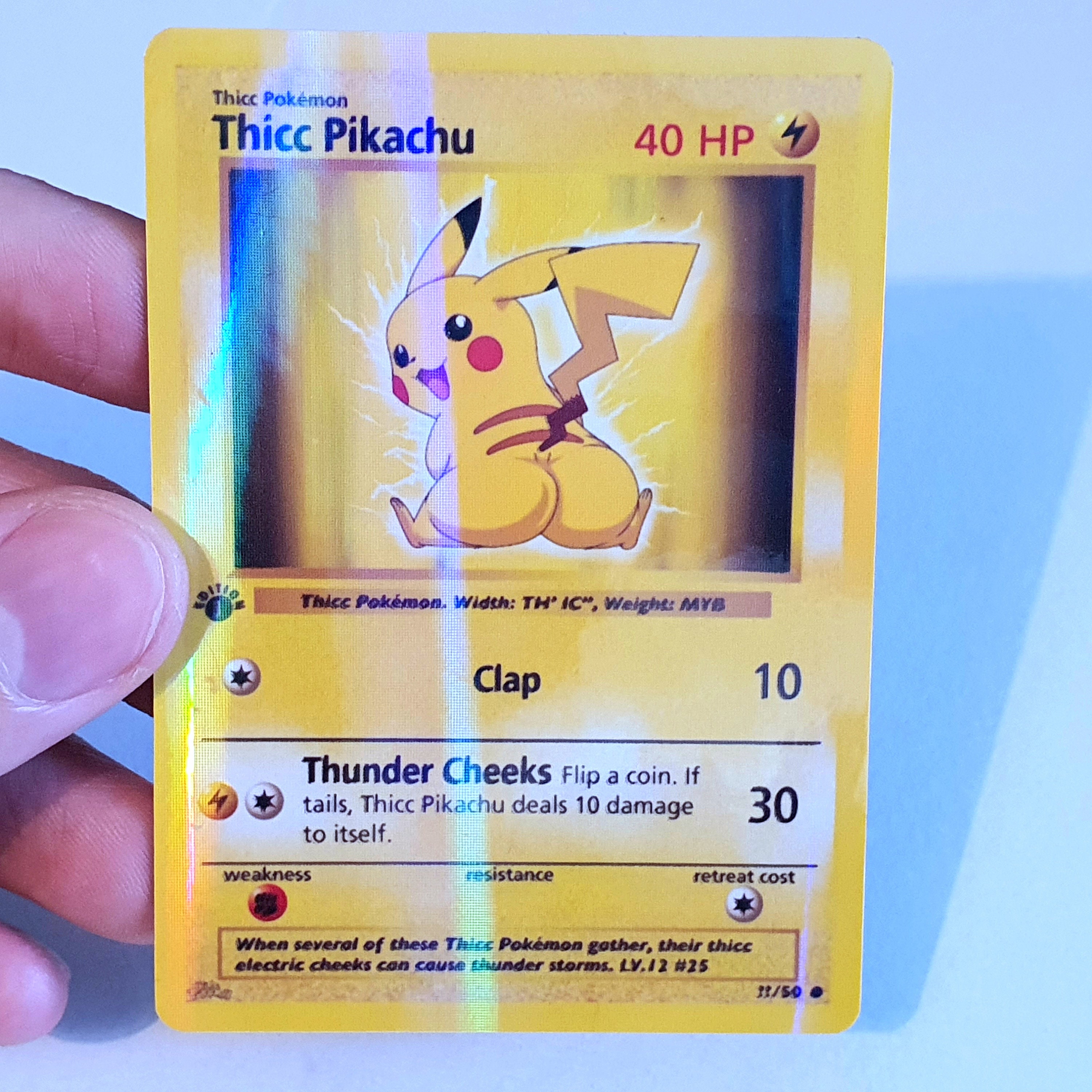 Thicc Pikachu Holographic Custom Made Pokemon Card Etsy UK