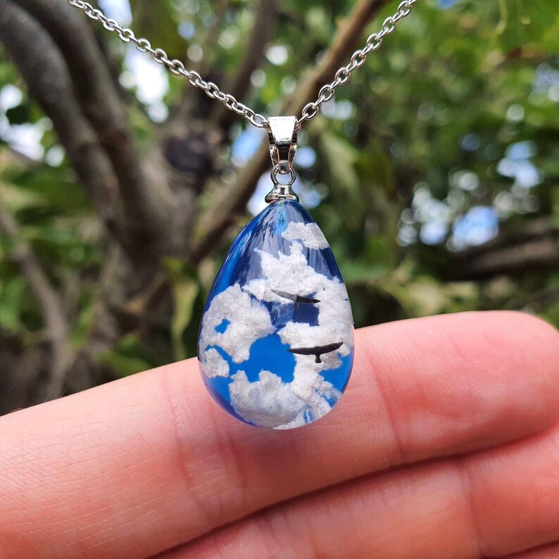 Blue Sky Cloud Resin Necklace Nature gift for her Jewlery Etsy