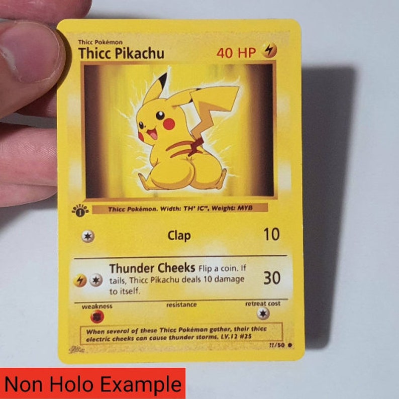 Thicc Pikachu Holographic Custom Made Pokemon Card Etsy