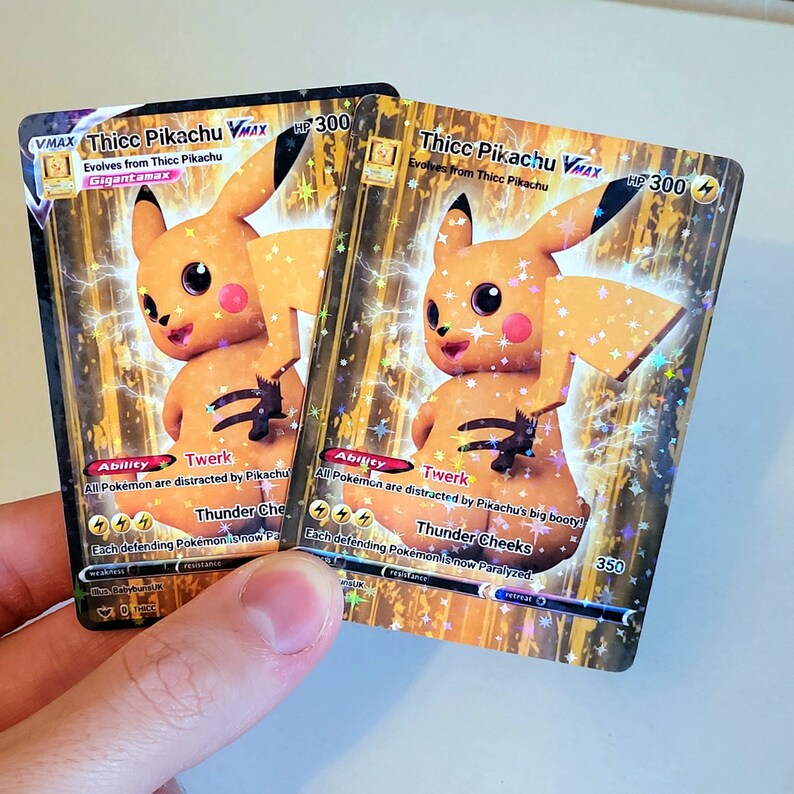 Thicc Pikachu Vmax Holographic Custom Made Pokemon Card Etsy UK
