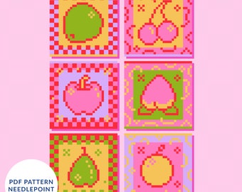 AC Fruits – Modern Needlepoint Pattern – Instant Download PDF - Beginner Friendly