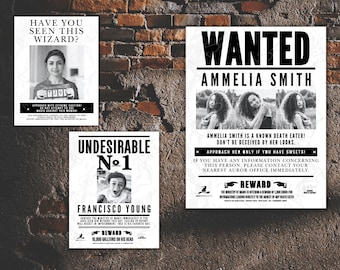 Aangepaste gezochte posters verscheidenheidspakket | Kunst aan de muur | Tovenaar, Western of Monster thema | DIGITALE afdrukbare poster