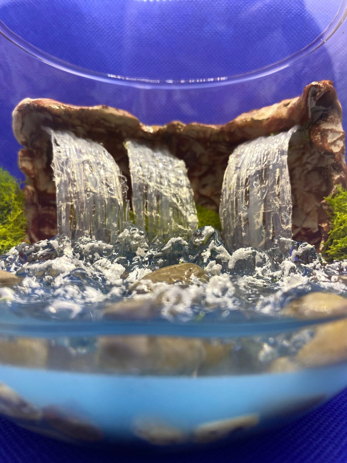 Rocky Waterfall Terrarium Moss Terrarium Landscape Etsy