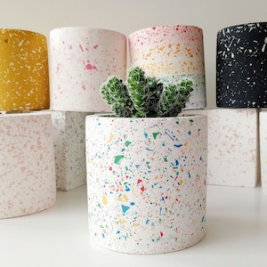 terrazzo planter, colorful planter, rainbow pot, unique gifts, cement pot, succulent pot, indoor planter, housewarming gifts, gift for her
