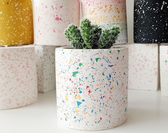 terrazzo plantenbak, kleurrijke plantenbak, regenboogpot, unieke geschenken, cementpot, sappige pot, binnenplanter, housewarming geschenken, cadeau voor haar