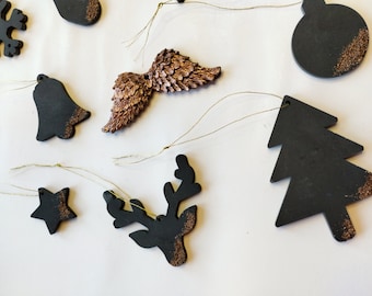 holiday decor, christmas ornaments, black christmas decor, unique gifts, chic gifts,