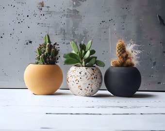 terrazzo planter, mother's day gift, yellow planter, housewarming gifts, succulent set, cement planter, cement pot, indoor planter