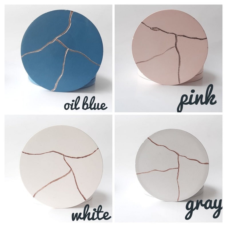 kintsugi coaster set,mother's day gift, unique-meaningful gifts, housewarming gifts, gift for her, drinkware, coaster with holder image 10