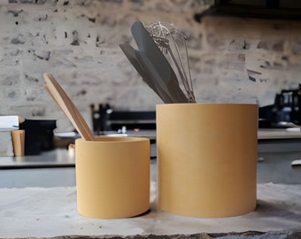stylish utensil storage, concrete utensil holder, 6 inch utensil jar, kitchen crock, spoon holder, 6 inch planter, home gifts, kitchen jars