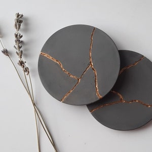 kintsugi coaster set,mother's day gift, unique-meaningful gifts, housewarming gifts, gift for her, drinkware, coaster with holder