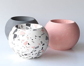 jardinière en terrazzo, cadeau de fête des mères, jardinière rose, cadeaux de pendaison de crémaillère, jardinière en ciment, pot en ciment, jardinière succulente, jardinière d'intérieur