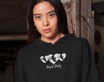 Angel Baby crop hoodie, aesthetic clothing tshirt for women vintage hoodie