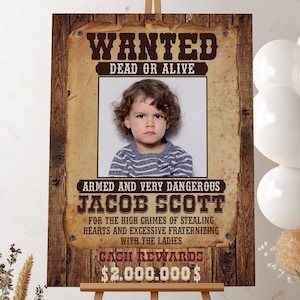 Editable Western Wanted Poster Template - Western Outlaw Reward Sign - Wild West Cowboy Theme Birthday Banner - Editable Instant Download
