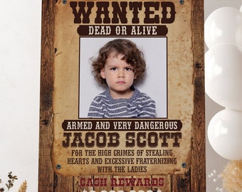 Editable Western Wanted Poster Template - Western Outlaw Reward Sign - Wild West Cowboy Theme Birthday Banner - Editable Instant Download