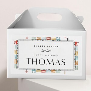 Train Birthday Gable Box Label - Editable Chugga Chugga Two Two Theme Stickers - Railroad Theme Party - Editable Instant Download