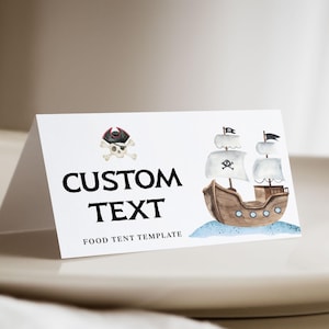 Pirate Birthday Tent Card Template: Editable Party Decor (Instant Download)