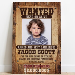 Editable Western Wanted Poster Template - Western Outlaw Reward Sign - Wild West Cowboy Theme Birthday Banner - Editable Instant Download