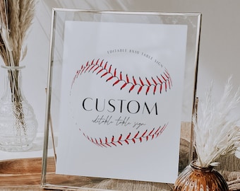 Baseball Birthday Table Sign: Rookie of The Year Party Decor (Editable Instant Download)