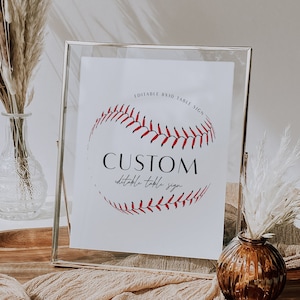 Cartello da tavolo per compleanno a tema baseball - Decorazioni personalizzate per feste a tema "Principiante dell'anno" - Cartelli per feste sportive, cartelli da tavolo - Download immediato modificabile