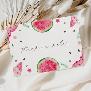 Watermelon Birthday Favor Tags Template - Summer Party Gift Tags - Watermelon Slices Party Favor - One in a Melon Label - Instant Download