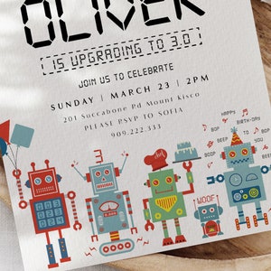 Robot Birthday Invitation Template - Robot Party Invite - Robot Birthday Card - Robot Themed Birthday - Robotics Party - Instant Download