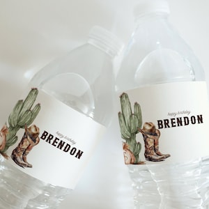 Wild West Birthday Water Bottle Label - Cowboy Party Decor - Country Western Birthday - Personalized Rodeo Drink Wraps - Instant Download