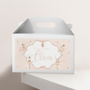 Ballerina Birthday Gable Box Label - Tutu Cute Party Decor - Ballet Theme Favor Sticker - Girls&#39; Dance Food Label - Instant Download
