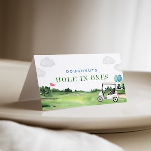 Golf Birthday Food Tent - Golf First Theme Party Decor - Masters Golf Tent Card Template - Hole in One Birthday - Editable Instant Download