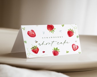 Strawberry Birthday Food Tent: Berry Sweet Party Decor (Editable Instant Download)