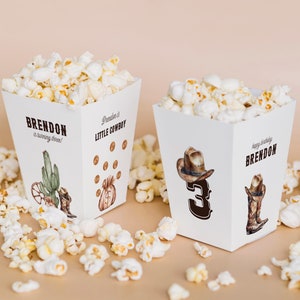 Wild West Birthday Popcorn Box - Cowboy Theme Party Treat Containers - Western Birthday Snack Box - Rodeo Party - Editable Instant Download