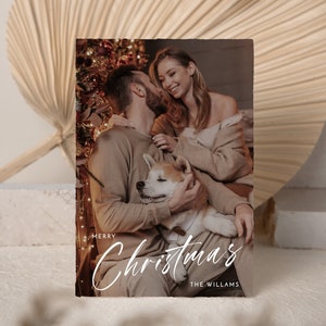 Christmas Card Custom Photo Card - Modern Photo Christmas Card Template - Boho Christmas - Photo Christmas Card - Editable Instant Download