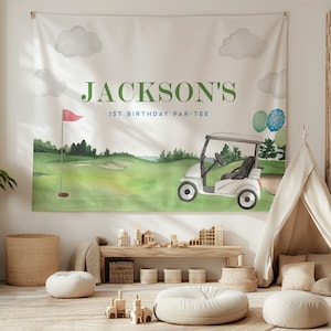 Golf Birthday Backdrop - Custom Golf First Theme Party Banner - Masters Golf Party Decor - Golf Party - Editable Instant Download