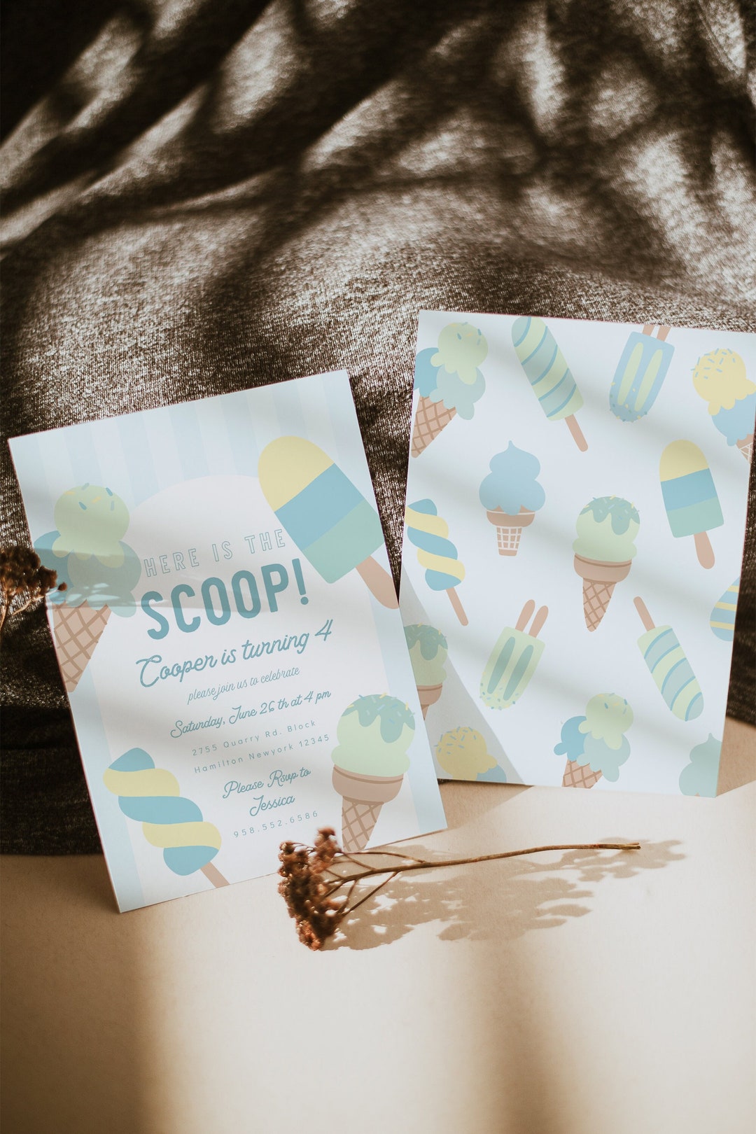 Ice Cream Birthday Invitation - Editable Summer Birthday Sweet Invite ...