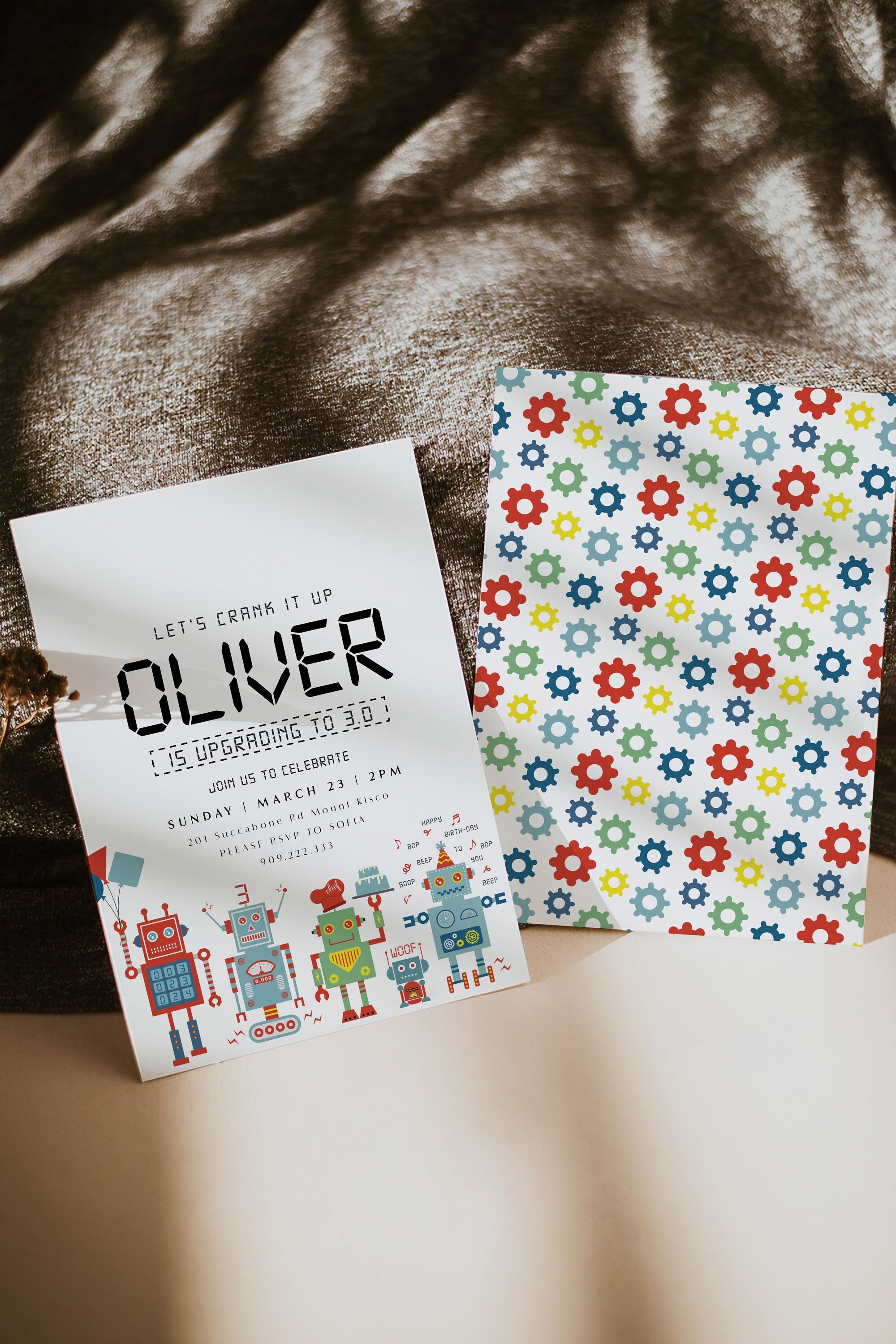 Robot Birthday Invitation Template Robot Party Invite Robot Birthday