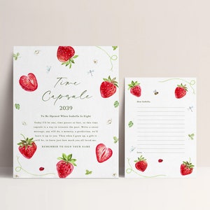 strawberry birthday,
strawberry party,
berry first birthday,
berry sweet,
sweet one birthday,
1st birthday,
berry 1st birthday,
strawberry decor,
berries,
time capsule card,
custom time capsule,
time capsule,
girl first birthday
custom guestbook,